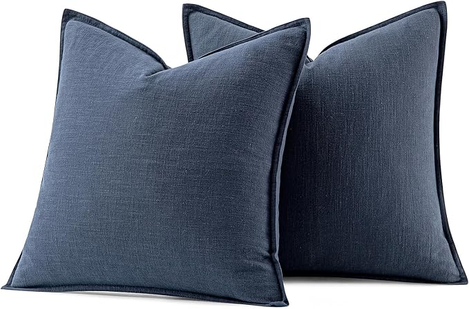 MIULEE Decorative Linen Pillow Covers 18x18 Inch Indigo Blue Boho - Image 7