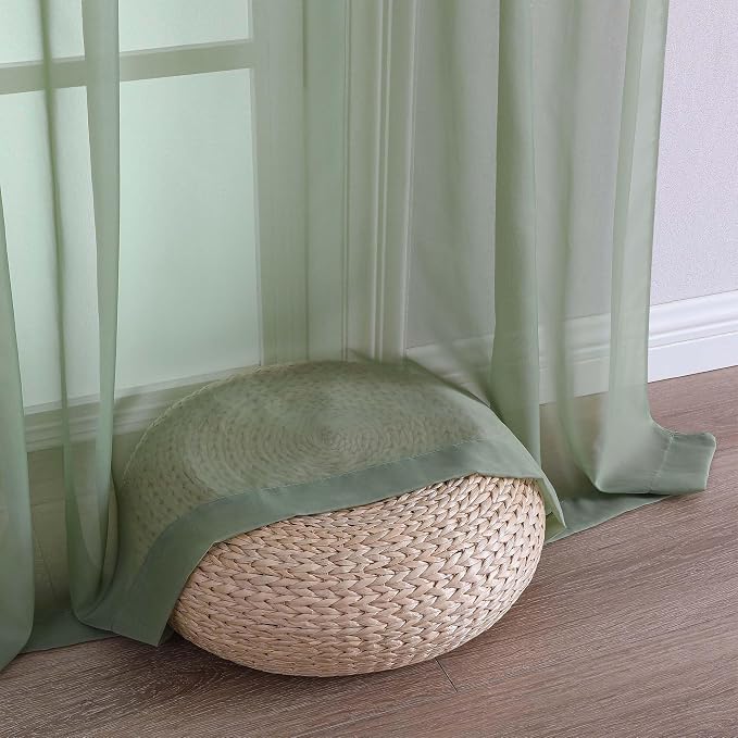 OVZME Sage Green Bedroom Curtains 2 Panel Sets 90 Inch Length, 59 Inch Extra - Image 6