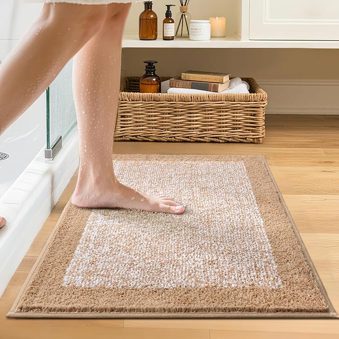 Bathroom Rugs 24x17 Non Slip Washable, Soft Absorbent Quick Dry Mats - Image 2