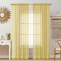 OVZME 2 Pack: Basic Mustard Yellow Sheer Curtain 84 Inches Long by OVZME