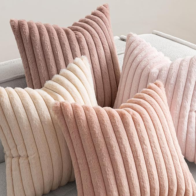 MIULEE Faux Fur Plush Euro Decorative Throw Pillow Covers 24x24, Soft Cute - Image 7