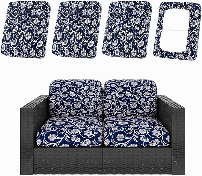 hyha 4Pcs Patio Cushion Covers, Stretch Outdoor Couch Cushion Covers Replacement by hyha