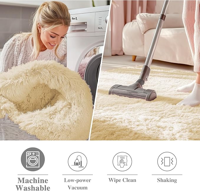 OLANLY Cream Round Rugs for Bedroom - Image 2