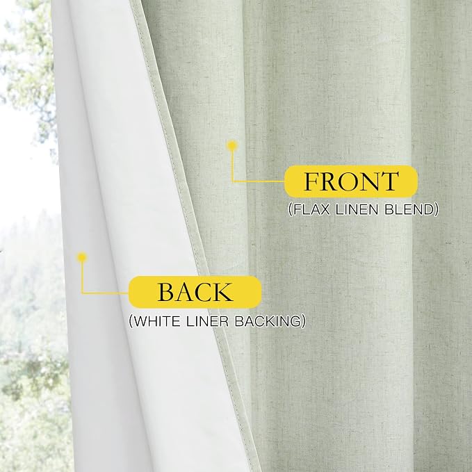 NICETOWN Sage Green 100% Blackout Short Curtains 68 inches Lenghth Burg - Image 5