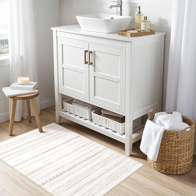 Nakagishi 2X3 Rug Washable Area Rug: Small Soft Boho Farmhouse Neutral Moroccan - Image 5