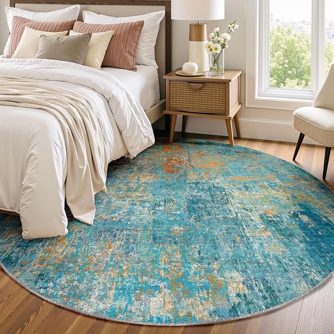 Washable Area Rugs 8ft Non-Slip Modern Abstract Soft by RELEANY