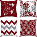 Hexagram Geometric Burgundy Pillow Covers 16x16 Set of 4, Decorative Outdoor by Hexagram