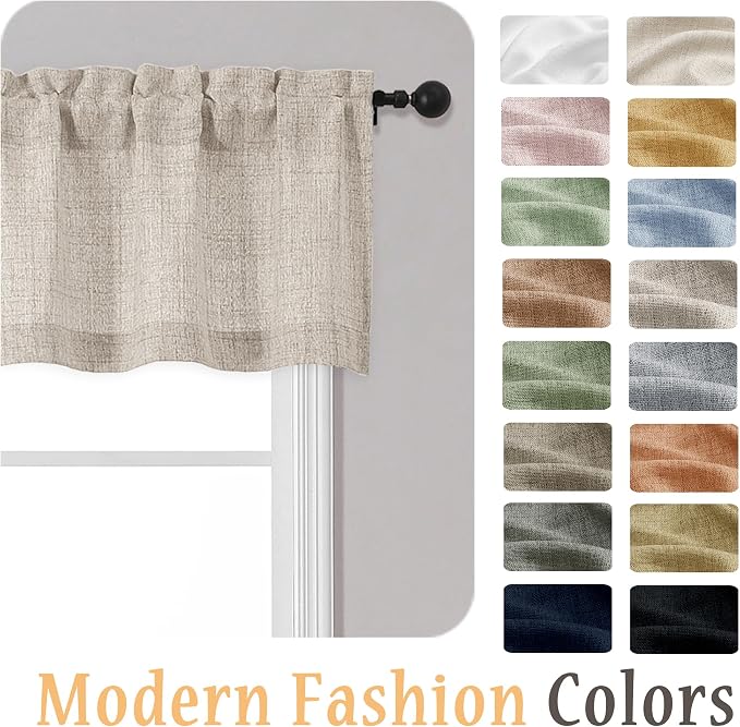 OWENIE Linen Valances for Windows 1 Pcs, Light Filtering Textured Farmhouse - Image 8