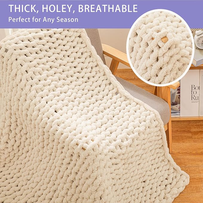Bigacogo Chunky Knit Throw Blanket - Image 4