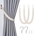 NICEEC 2 Pack Natural Cotton Rope Curtain Tiebacks Elegant Boho Style by NICEEC