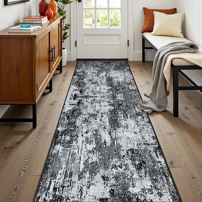Washable Area Rugs 2'x8' Non-Slip Modern Abstract Soft by RELEANY