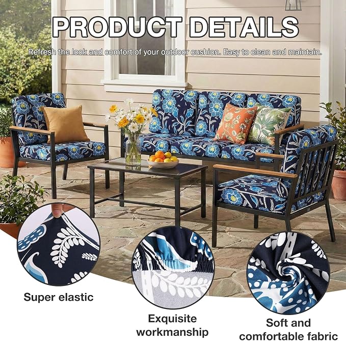 hyha 8Pcs Patio Cushion Covers, Stretch Outdoor Couch Cushion Covers Replacement - Image 3
