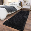 Fluffy Shag Runner Rugs for Bedroom Hallways, 2x8 Black Long Soft Throw Area by Ailyei