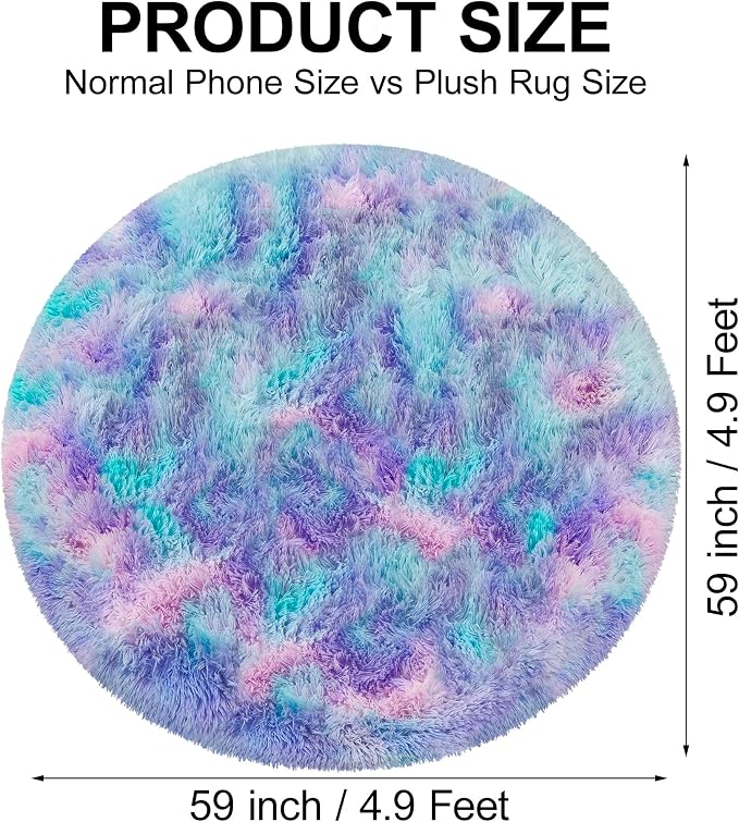 5x5 ft Tie Dye Rainbow Round Rug - Image 2