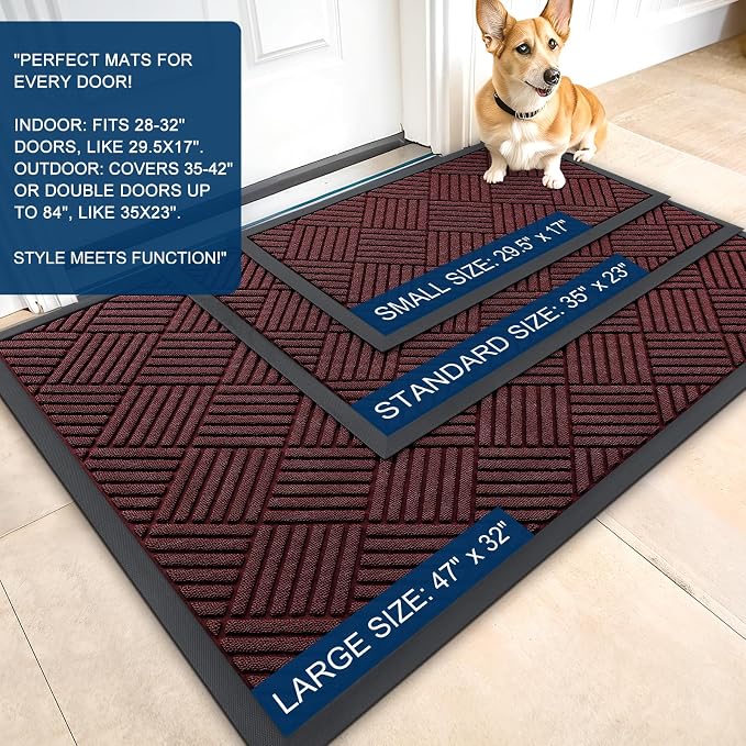 OLANLY Front Door Mat Outside Entrance 35x23, Waterproof Heavy-Duty Doormat | - Image 2