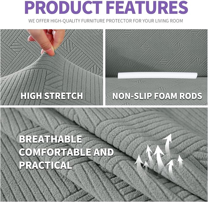 ZNSAYOTX Chair Cover with Arms, New Striped Sofa Chair Covers - Image 3