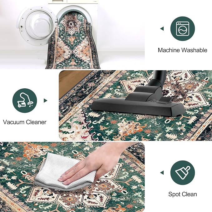 Yamaziot Washable Runner Rug, 2x6 Non-Slip Boho Vintage Hallway Rug Runner - Image 5
