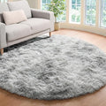 ONASAR Tie-Dyed Light Grey Round Area Rug 4ft, Ultra Soft Bedroom Circle Rugs by ONASAR