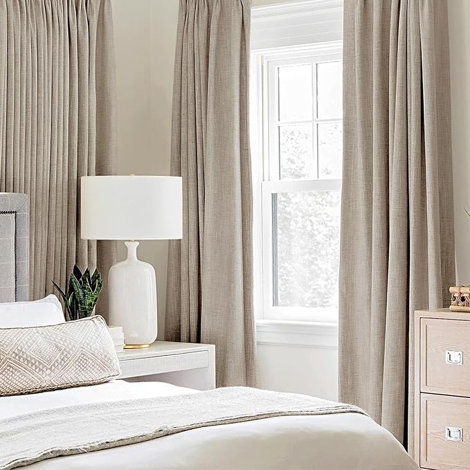 MIULEE Linen Textured Curtains Solid 100% Blackout - Image 2