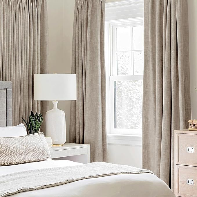 MIULEE Linen Textured Curtains for Bedroom Solid 100% Blackout Thermal - Image 2