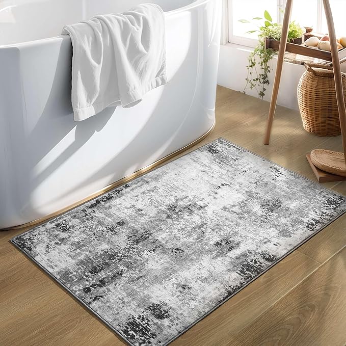 Entrance Rugs Indoor 2x3 Grey Entry Rug Washable Abstract Small Area Rug - Image 5