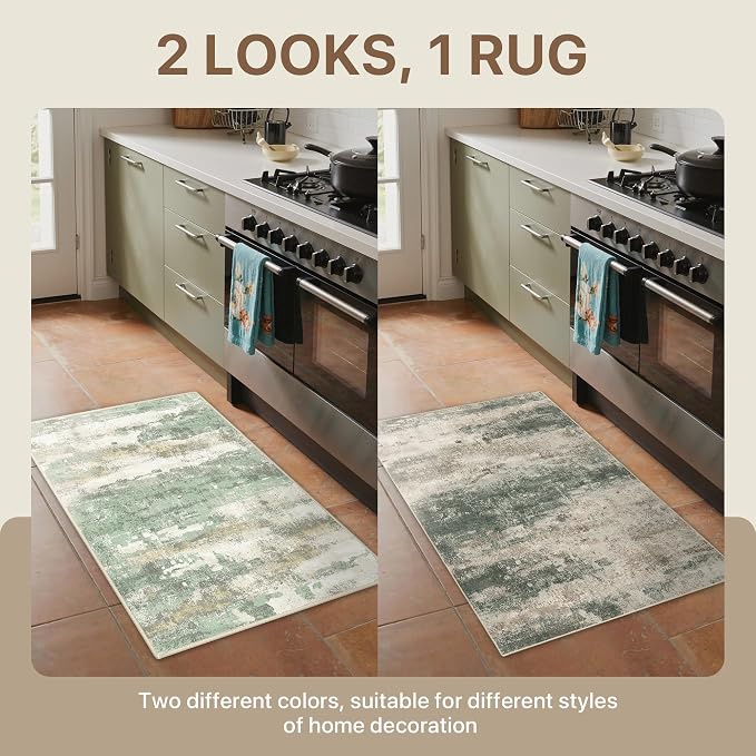 BEIMO Reversible 2x3 Rugs for Entryway Kitchen Bathroom, Modern Abstract - Image 2