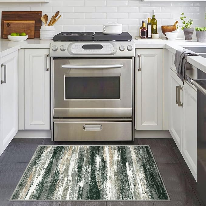 Lansny Modern Abstract Entryway Rug Indoor 2x3 Washable Rug Non-Slip Soft Small - Image 2