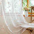 AmHoo 2 Panels Embroidered Leaf Pattern Semi Sheer Curtains Foliage Floral by AmHootextile