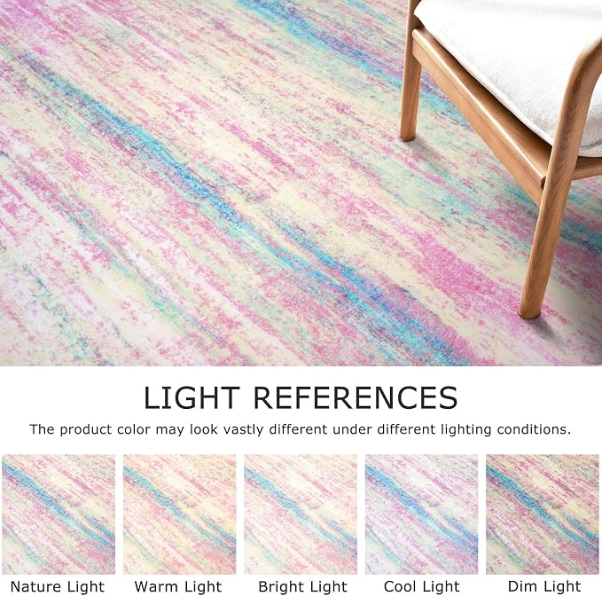 KOZYFLY Modern Abstract Pink 3x5 Area Rug Washable Girls Kids Bedroom Rug Throw - Image 4