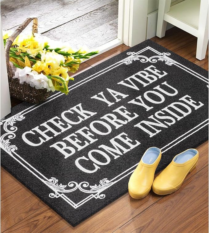 Indoor Door Mat Welcome Mats for Front Door Outdoor Entry Black Doormat - Image 2