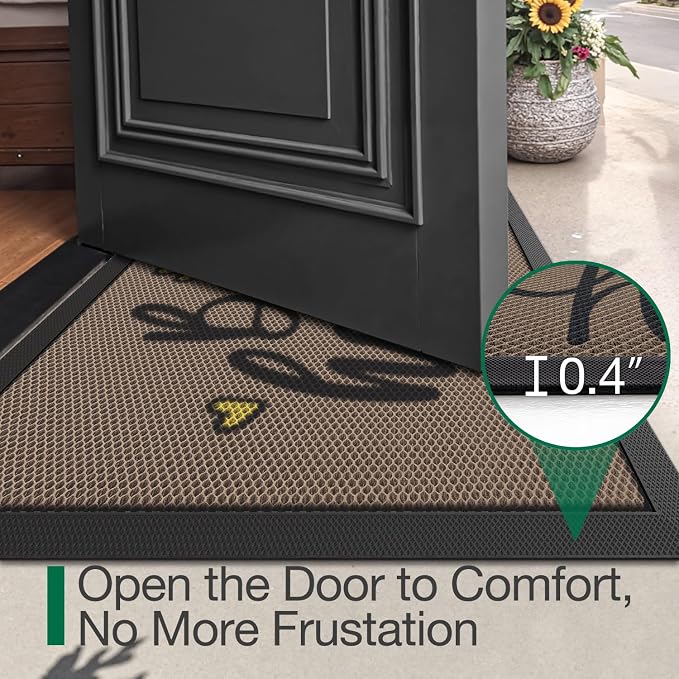LUMI Outside Welcome Door Mat 32x47, Non-Slip Durable Rubber Easy Clean | Bee - Image 3