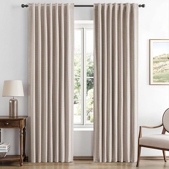 MIULEE 100% Blackout Linen Curtains by MIULEE