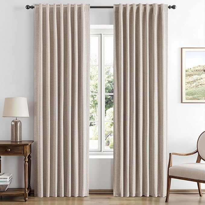 MIULEE 100% Blackout Linen Curtains by MIULEE
