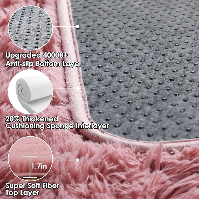 ONASAR Blush Rugs for Living Room Bedroom, Fluffy 5x8 Bedside Area Rug - Image 3