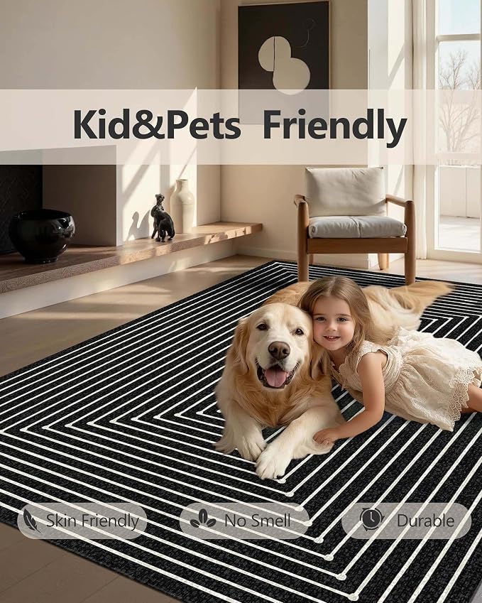 Latte&Fog 2x3 Entryway Rug, Small Modern Abstract Door Mat, Washable Kitchen Rug - Image 6