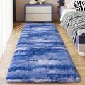 Soft Runner Rugs for Bedroom Hallways, 2x5 Abstract Blue White Fluffy Shag by Ailyei