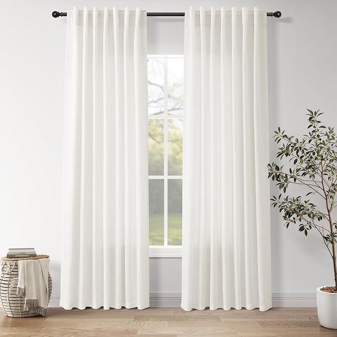 Nanspring Neutral Linen Curtains 84 Inch Length 2 Panels Set by Nanspring