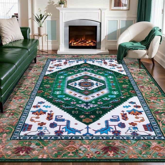 SERISSA Washable Rugs 8x10 Area Rugs, Large Non-Slip Boho Living Room Rug by SERISSAHomeDecorCollection