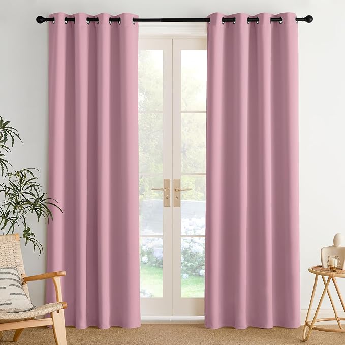 NICETOWN Room Darkening Draperies Curtains Panels, 2 Panels Rouge Pink W52 x L84 by NICETOWN