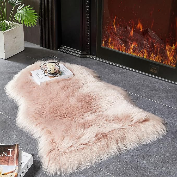 AMTOVO Faux Fur Rug, Fluffy Sheepskin Rug, Fuzzy Ultra Soft 2 x 3 ft Shag Rugs by AMTOVO