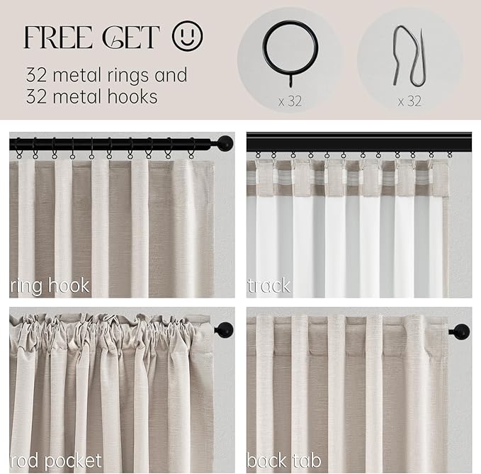 92 Inch Long Curtains Blackout 2 Panels, Custom Made Modern Neutral Soundproof - Image 4