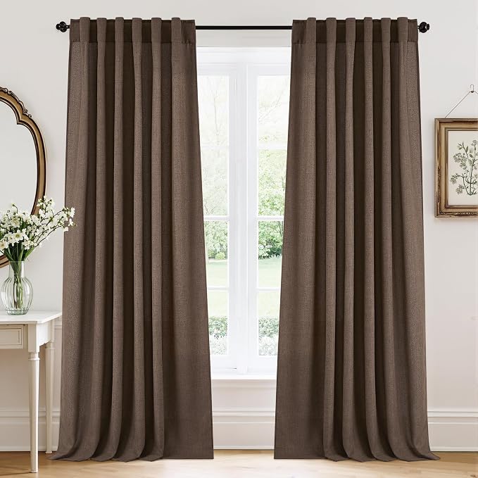 RYB HOME Natural Linen Sheer Curtains 90 inches Long by RYBHOME