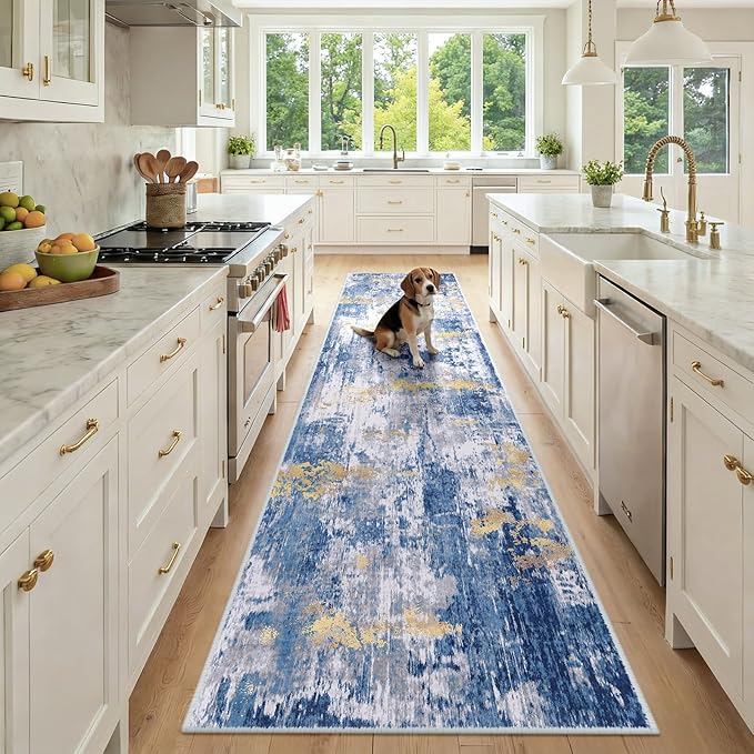 Washable Area Rugs 2'6''x10 Non-Slip Modern Abstract Soft by RELEANY
