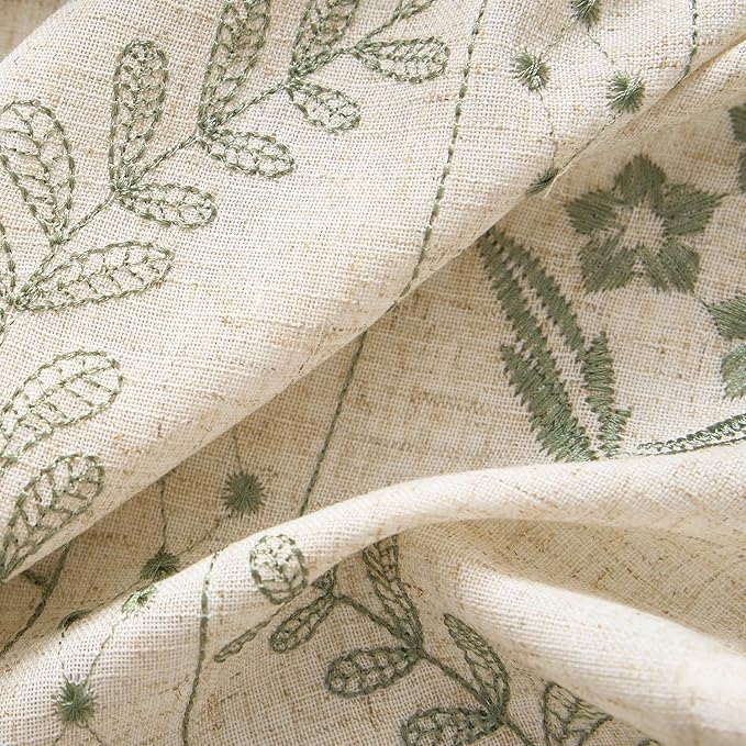 jinchan Belrose 4 Panel Curtains Set 84 Inch Length Floral Curtains Sage Green - Image 4