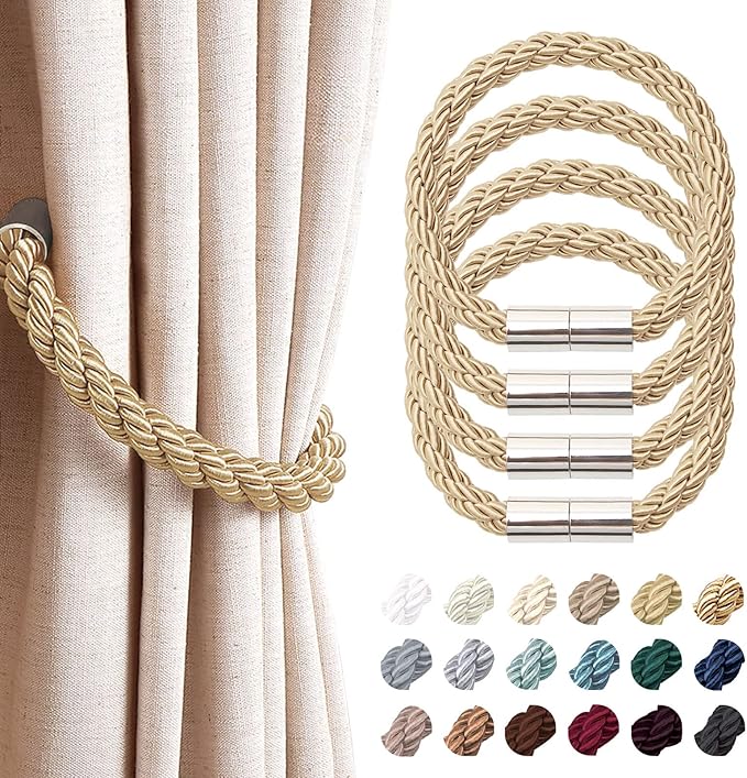 NICEEC 4 Pack Strong Magnetic Curtain Tiebacks Modern Simple Style Drape Tie by NICEEC