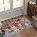 Floral Rug for Entryway, Non-Slip Indoor Door Carpet Stain Resistant Boho Small by WelcometoBabovid