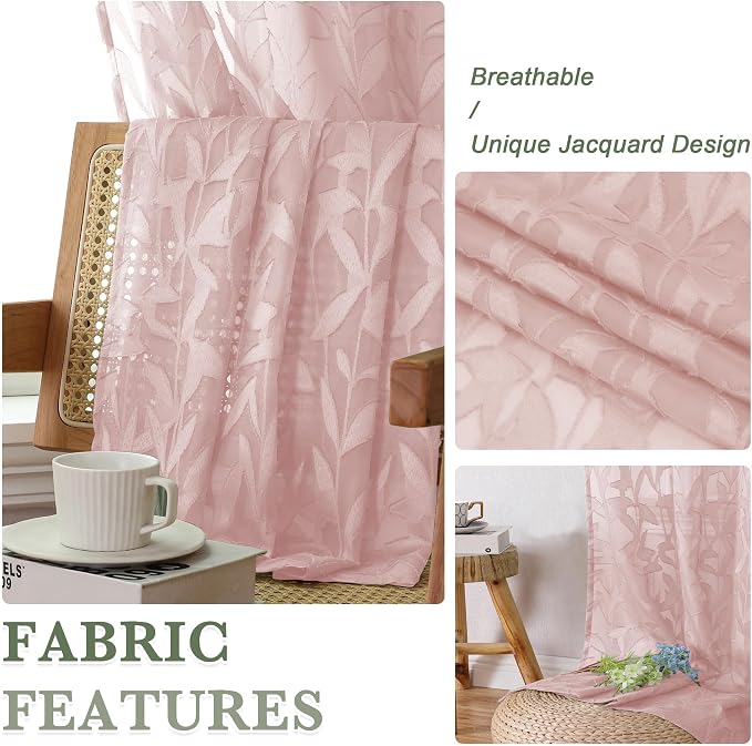 Lecloud Leia Blush Pink Sheer Curtains - Image 4