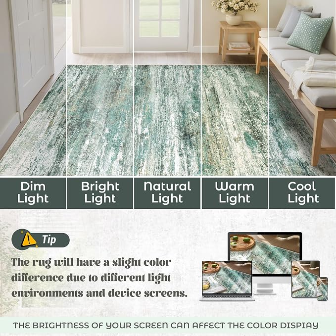 5x7 Area Rugs for Living Room, Washable Modern Abstract Large Area Rug Neutral - Image 8