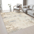 Area Rug Living Room: 4x4 Modern Washable Soft Carpet Beige Brown | by FXRHLP