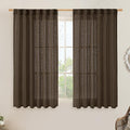 LAMIT Dark Brown Linen Curtains 54 Inch Length 2 Panels, Light Filtering Panels by LAMIT